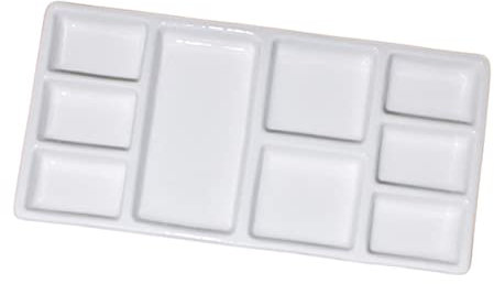 NUOBESTY Keramik Malpalette Rechteckig Weiß Pigmentpalette Porzellan Mischpalette Für Aquarell Ölfarben Acrylfarben Künstler Malzubehör Für Hobby Bastler Und Studenten