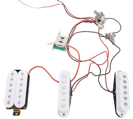 Drfeify Ensemble de Micros SSH, Micros de Guitare en Plastique à Fil de Cuivre Humbucker à Bobine Unique avec Circuits de Volume de tonalité pour Guitare électrique