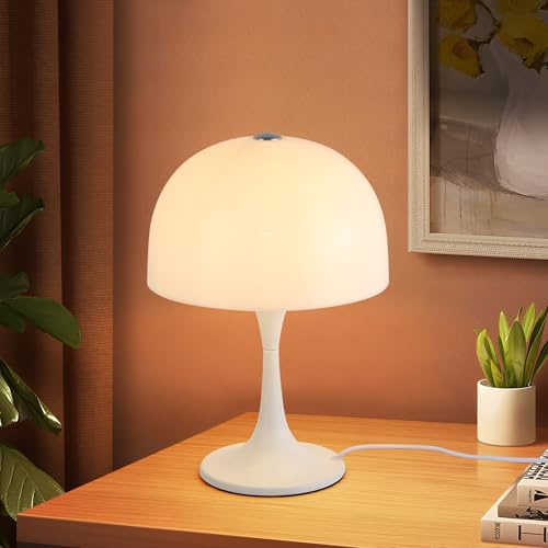 Alpinaluz MEDUSA Lampada da tavolo moderna con 3 luci G9, paralume in acrilico ad alta trasmissione e base metallica bianca con curva elegante per camera da letto, scrivania o comodino