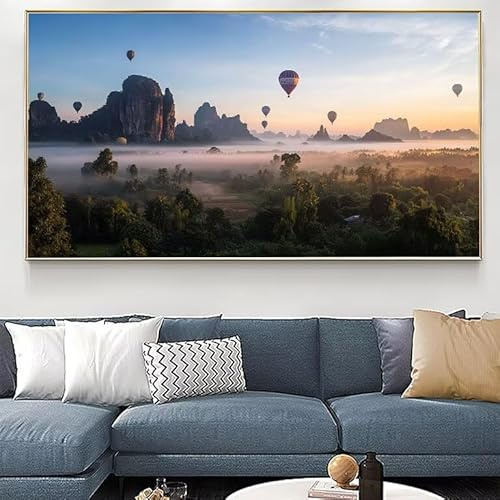 Paint by Numbers Sky Paint by Numbers for Adults Hot Air Balloon, Paint by Numbers for Children,Crafts for Adults,DIY Painting by Numbers with 3 Paintbrushes,Home Decor (Frameless) 100x200cm XJ-472