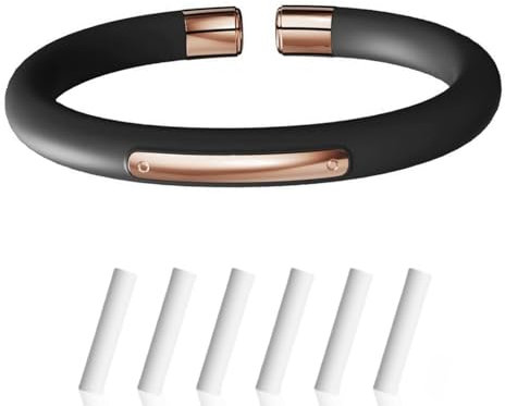 SingHao Mosquito Repellent Bracelet,Adjustable Mosquito Bands with 6 Replacement Sticks,Refillable Insect Repellent Bracelet,Natural Plant Essential Oil Mosquito Repellent Wristband for Adults(Black)