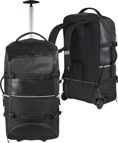 normani Backpacker Reisetaschen-Rucksack mit Trolleyfunktion - Trolley mit Frontloader Funktion und vielen Taschen 60 Liter Farbe Schwarz Wasserdicht