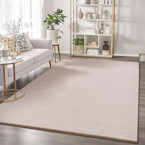the carpet Cosy – Kuscheliger Fellteppich, Weich & Elegant, Waschbar und Für Fußbodenheizung Geeignet, Öko-Tex Zertifiziert, Hochwertiger Kunstfell Teppich, Rosa, 80 x 150 cm