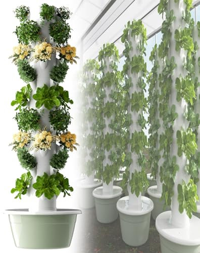 GTANND Torre per Giardino idroponico Verticale, Torre di Coltivazione Senza Terra, fioriera per Giardino per Agricoltura Indoor, circolazione Automatica dell'Acqua Black-9layers