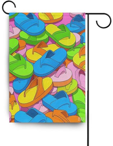 Niedliche Cartoon-Schuhe für den Sommer, bunte Winter-Outdoor-Flaggen, Happy New Year-Banner für Gartendekoration, 71 x 101 cm, doppelseitig