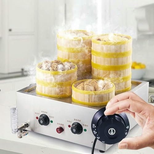 JXYQ Machine à brioches électrique à Vapeur, cuiseur Vapeur pour Petits Pains, température de 30 à 110 °C, Alarme d'ébullition à Sec, pour Restaurant, Magasin, Buffet