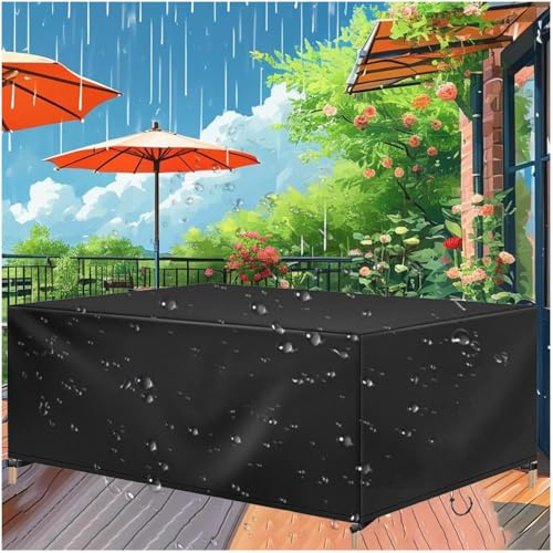 AJALGZ Housse Salon de Jardin Exterieur Bâche de Protection 180x100x75cm/LxWxH 420D Tissu Oxford Housse pour Chaise et Table Housses de Meubles Étanche Imperméable Noir Bache de Protection