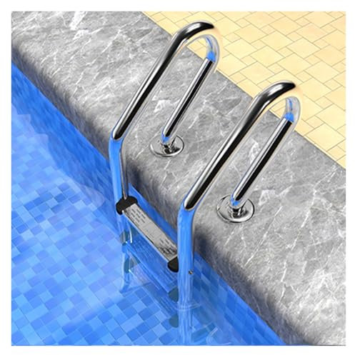 Poolleiter aus Edelstahl, 3-stufige Treppe mit doppeltem Handlauf, Rutschhemmende Stufenleiter, für den Pool im Hinterhof, Traggewicht 250 kg (eine Farbe, 3 Stufen)