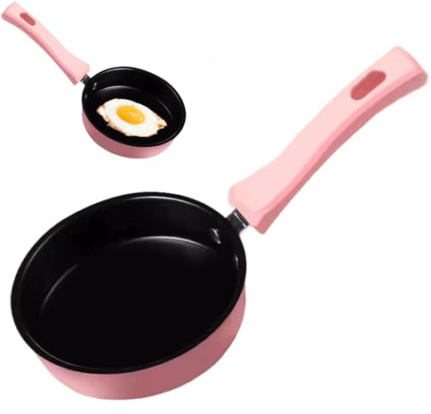 Mini poêle à frire antiadhésive de 12 cm pour un œuf, poêle à petits œufs avec revêtement minéral, poêle à crêpes rose pour petit déjeuner, poêle à omelette antiadhésive pour cuisinière à gaz, plaque