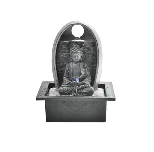 Dh2yjnbf3 Fuente de Interior Fuente de Agua Circular for Escritorio de Oficina, decoración de Paisaje acuático, Adorno de Fuente de Buda Zen, decoración de Escritorio Fuente Agua Decorativa
