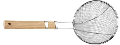 Scoopta Friggitrice - Skimmer Grasso A Rete Fine In Acciaio Inossidabile Con Manico In Legno | Skimmer Di Cottura Hangoble Skimmer Multifunzionale Cucina Cucina Per Grasso, Sugo, Schiuma