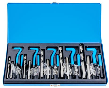 DOCAS 131 pièces Kit de réparation de Filetage, M5 M6 M8 M10 M12 Inserts filetés tarauds et forets
