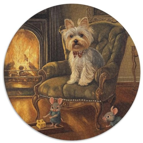 Yorkshire Terrier 1000 Stück Puzzle Rund Fur Erwachsene Und Kinder Tieres Haustiers Cute Geschicklichkeitsspiel Geschenk Fordernd Kleinkinder Groß 1000pcs (67.5x67.5cm)