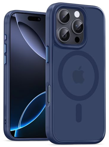 UNBREAKcable für iPhone 16 Pro Hülle für MagSafe, Vollständiger Kameraschutz, Eingebauter Magnetring, Stoßfest Kratzfest Transluzente Matt Handyhülle für iPhone 16 Pro Case 6,3 Zoll, Tiefblau