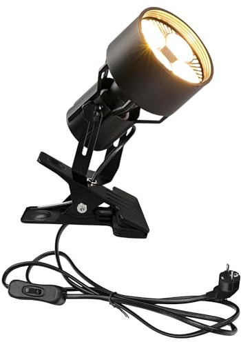 FSLiving Industrial Klemmleuchte mit 1,8 Schalterkabel, Einstellbar Clip auf Schreibtisch Leselampe, Clamp Nachttischlampe mit Flexarm für Schreibtisch Nachttisch Regal-BD3023-35W-6000K