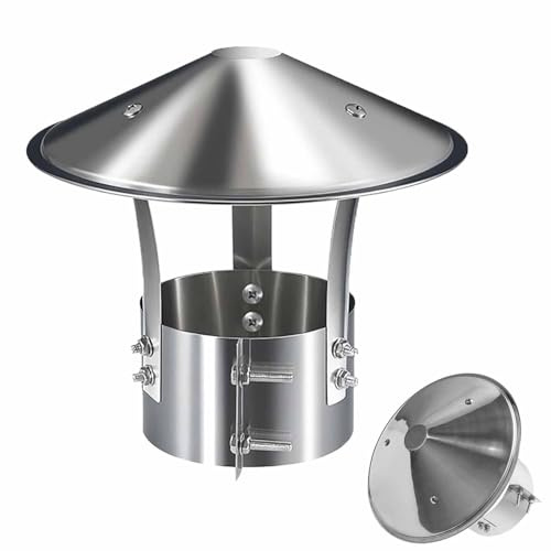 Chapeau de Cheminée 75 90 100 110 125 130 mm en Acier Inoxydable 210, Réglable Couvercle de Pluie de Toit, Conique Hotte de Pluie de Neige pour Conduit de Fumée(170 mm)