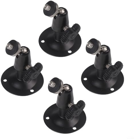 Juego de 4 soportes de pared ajustables para cámara CCTV con soporte de inclinación para sistemas de seguridad, construcción de metal y ABS