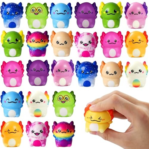 24 Stück Squishies Spielzeug, Axolotl Squeeze Stress Spielzeug, Squishy für Axolotl, Squishy Squeeze Toys, Antistress Fidget Spielzeug für Kinder Erwachsene für Party Geschenke Ostereier Füller