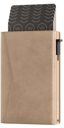 ProWallet Kartenetui mit Magnetischer Verschluss Classic - 9 Karten, Geldscheine und Münzen - RFID Schutz - Portemonnaie - Kreditkartenetui Geldbeutel - Damen Herren - Geldbörse (Beige)