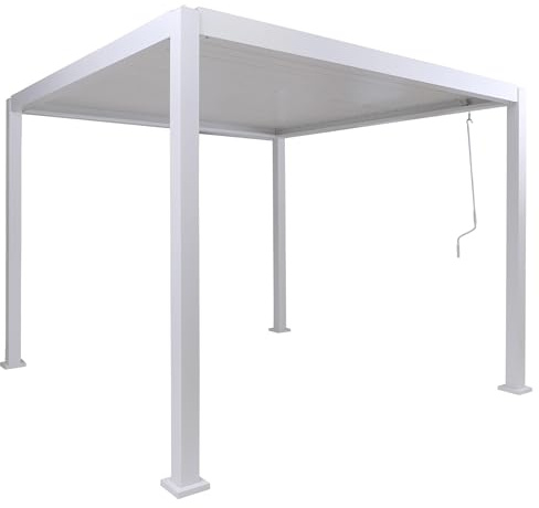 BERLINLODGE Pergola | HxBxT 235x300x300cm | Terrassenüberdachung | Weiß | Gartenpavillon Lamellen-Pavillon | 10cm-Aluminium-Gestell