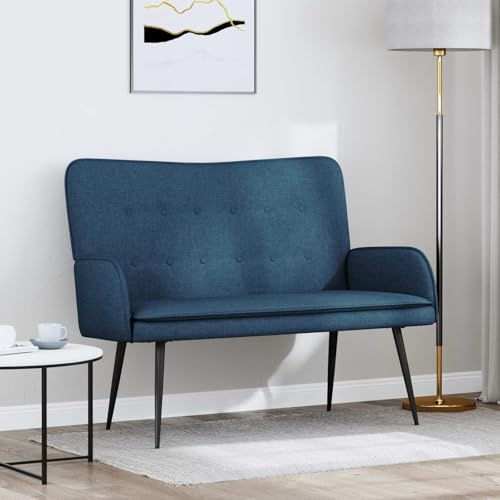 Zweisitzer Sofa Blau 115 x 61 x 87 cm Stoff mit robustem Rahmen, bequemer Sitzfläche, verstellbarer Rückenlehne, ideal für Wohnzimmer, Gästezimmer oder Büro, mit praktischer Stauraumfunktion