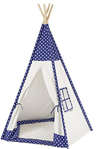 howa Tipi Zelt Sterne weiß/blau incl. Bodenmatte, 185 hoch