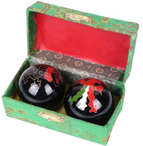 HEALIFTY 2pcs Chinese Health Exercise Massage Balls Stress Relieve Hand Exercise (Random Color)