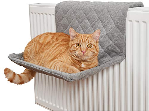 PiuPet® Katzen Heizungsliege I Für Katzen bis 7kg geeignet I Für alle gängige Heizkörper | Katze Zubehör | Schlafplatz Katze | Cat Accessories