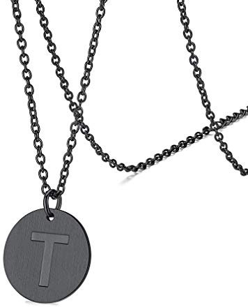 FaithHeart damenkette mit buchstabe T Rundeanhänger edelstahl namenkette
