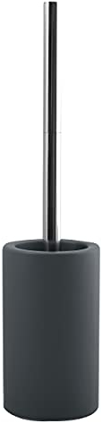 Spirella Tube Bürste Toilettenbürste Klobürste WC Garnitur aus Porzellan matt grau, Edelstahl, Grey, Unique