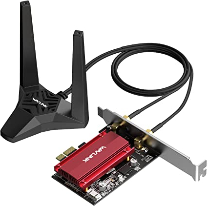 AX5400 WiFi 6E WLAN PCIe Karte für pc mit Bluetooth 5.3, WAVLINK 5378 Mbit/s Tri Band WiFi 6E PCIe WLAN Karte, Intel WiFi 6E-Chip, WPA3, Magnetfußantennen für Windows 11/10 (64 Bit) Desktop-PC