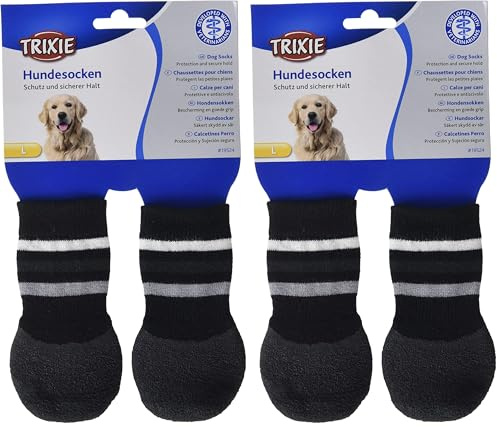 Trixie 19524 Hundesocken, Anti-Rutsch, L, 2 St., schwarz (Packung mit 2)