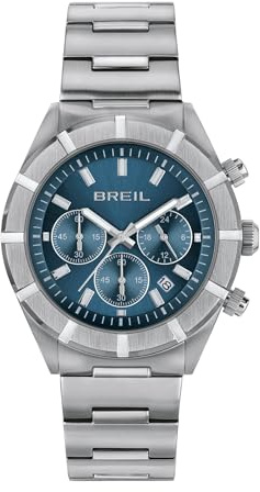 Men's Chronograph Watch Breil B 12 H blue background TW2022 steel case and bracelet