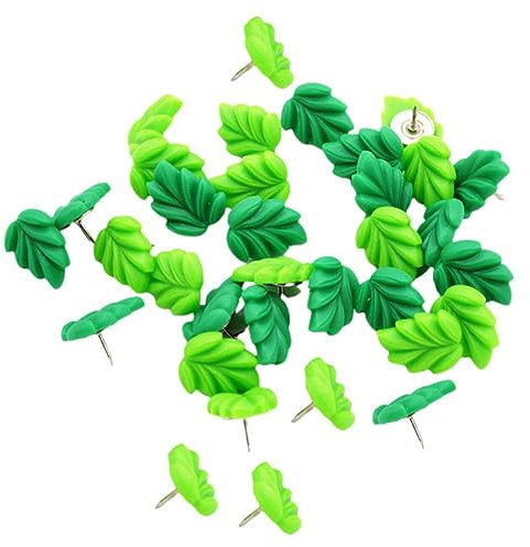 Mobestech 30pcs Green Leaf Thumbtacks Multi-function Push Pin Decorative Tacks for Cork Board Accessories Home Office Message Board