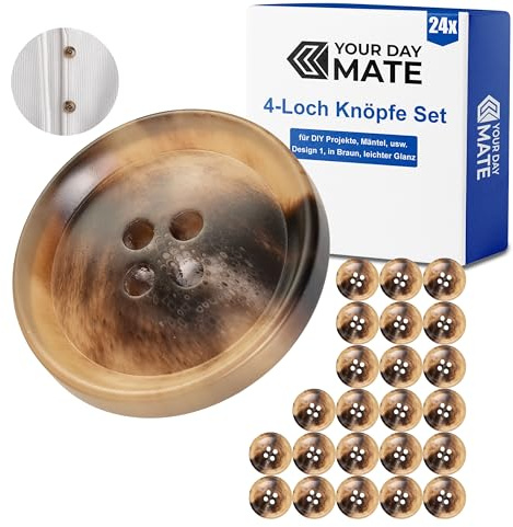 Knöpfe für Bekleidung, 24 Stück, 4-Loch, Ø 25,2 mm, in Braun, aus Polyester, Größe 40L, Harzknöpfe für Jacke, Mantel, Anorak, Wintermantel, Winterjacke, DIY Knopf Kunstharz, Wäscheknöpfe, Bastelknöpfe