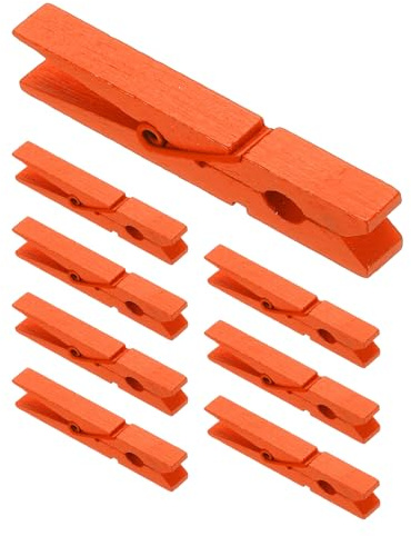 PATIKIL 2.8 Mollette per Bucato, 100Pz Mollette in Legno Colorate per Foto con Presa Forte per Appendere Foto di Vestiti Artigianato Decorativo, Arancione