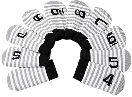 Golf Iron Head Covers, 10pcs Club Protector Set, Knitted Sock Style Golfer Cover, Interactive Number Tags, Stretchable Headcovers for Irons Clubs, Prevents Dings & Scratches 5.12x2.95x6.3 Inches