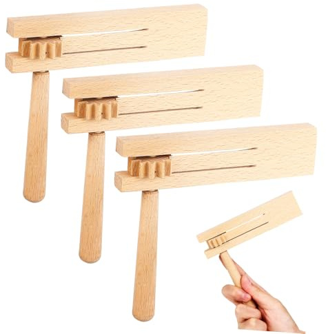 WHAMVOX Wooden Ratchet Sound Toys Matraca Noise Maker Musical Instruments for Children Rotating Single-layer Ratchet Set of 3 for Boys and Girls Music Play and Learning