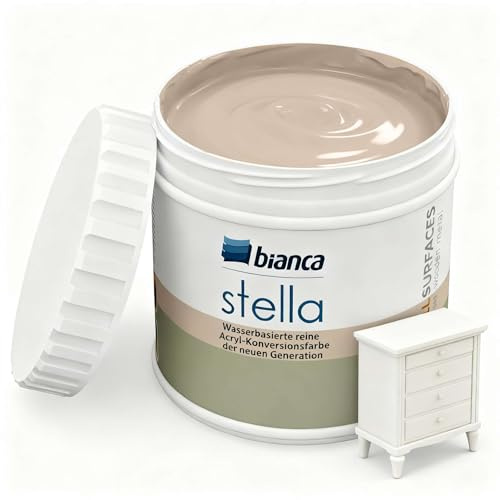 Bianca Stella Pintura para muebles sin lijar, pintura perfumada a base de agua para muebles de madera, armario de cocina, mesa, silla, color beige arena, brillante, resistente a los arañazos, alta