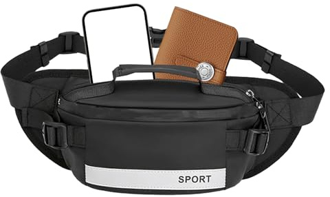 Reflekterande midjeväska – 26 x 15 cm nylon, midjeväska för män, bröstpåse | resor löpning vandring gym sport semester pendling utomhus stöldsäker utrustning bälte kapacitet höfthållare rem