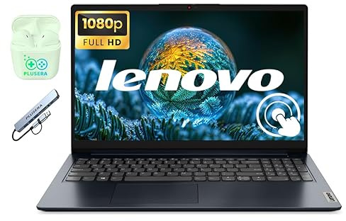 Lenovo Chromebook Plus Laptop for Business & Student, 15 FHD+ Touchscreen Display, Intel Core 3 N355, 640GB Storage (128GB UFS+512GB SD Card), 8GB DDR5, FP Reader, Chrome OS, PLUSERA Earphone, Blue