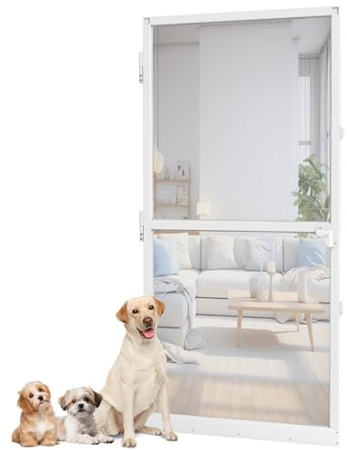 CEEDIR Moustiquaire pour porte de balcon - Sans perçage - 120 x 240 cm - Avec cadre en aluminium - Découpable individuellement - Pour porte à poussière - Blanc