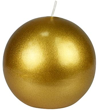 Zest Candle 2-Piece Ball Candles, 4-Inch, Metallic Gold