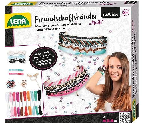 Lena 42116 Vänskapsarmband Pysselset för Barn, Flerfärgad, 20 x 17 x 5 cm