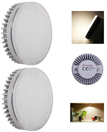 Masonanic - Set di 2 lampadine LED GX53 da 8,5 Watt ~ 60 W, dimmerabili, luce bianca calda 220/230 V, 2 pezzi, 3 giorni lavorativi