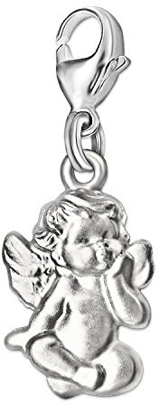 CLEVER smicka silver dam berlock berlock liten ängel i skärsitsen 12 mm sidenmatt sterlingsilver 925 för charmarmband, sängarmband i presentask