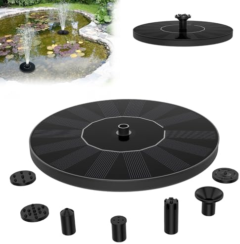 Froadp 1.4W Solar Teichpumpe Brunnenpumpe Solarpumpe Gartenbrunnen Miniteich Brunnen Mobile Wasserspiel Solarbrunnen Fontäne Pumpe Springbrunnen Brunnenpumpen für Gartenteiche Gartendeko (Rund)