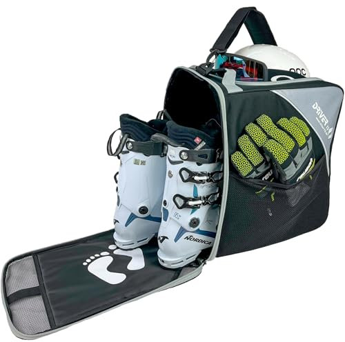 Driver13 Skistiefeltasche mit Hekmfach Bootbag für Deine Stiefel oder Snowboardboots (schwarz-grau)