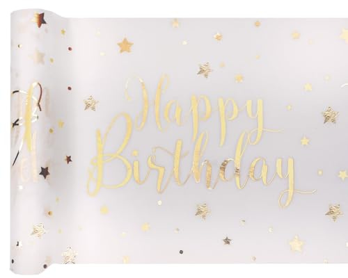 Santex Happy Birthday Tischläufer Weißgold 1 Stück