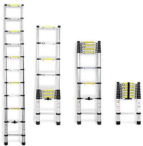 3.2M Extendable Ladder Aluminium Telescopic Clamps Ladders 10.5 Ft 11 Steps EN131 Anti-Slip Ladder Load 330lb